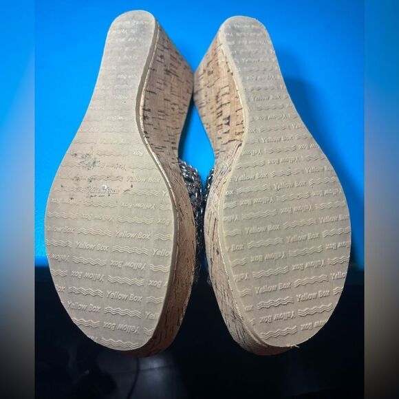 Yellow Box Braided Metallic Rhinestone Buckle Cork Wedge Sandals Size 8 EPC - Picture 8 of 8